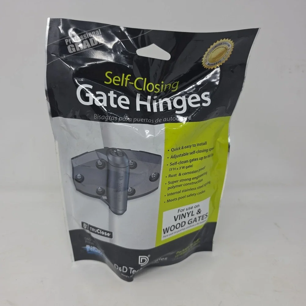 TruClose Heavy Duty Self Closing Spring Gate Hinges Pack Of 2 Black. L